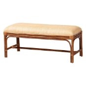 bali & pari Belen Marbled Tortoise Natural Rattan Bench - Handwoven Wicker Seating for Entryway, Living Room, or Bedroom, Coastal and Tropical Accent Furniture